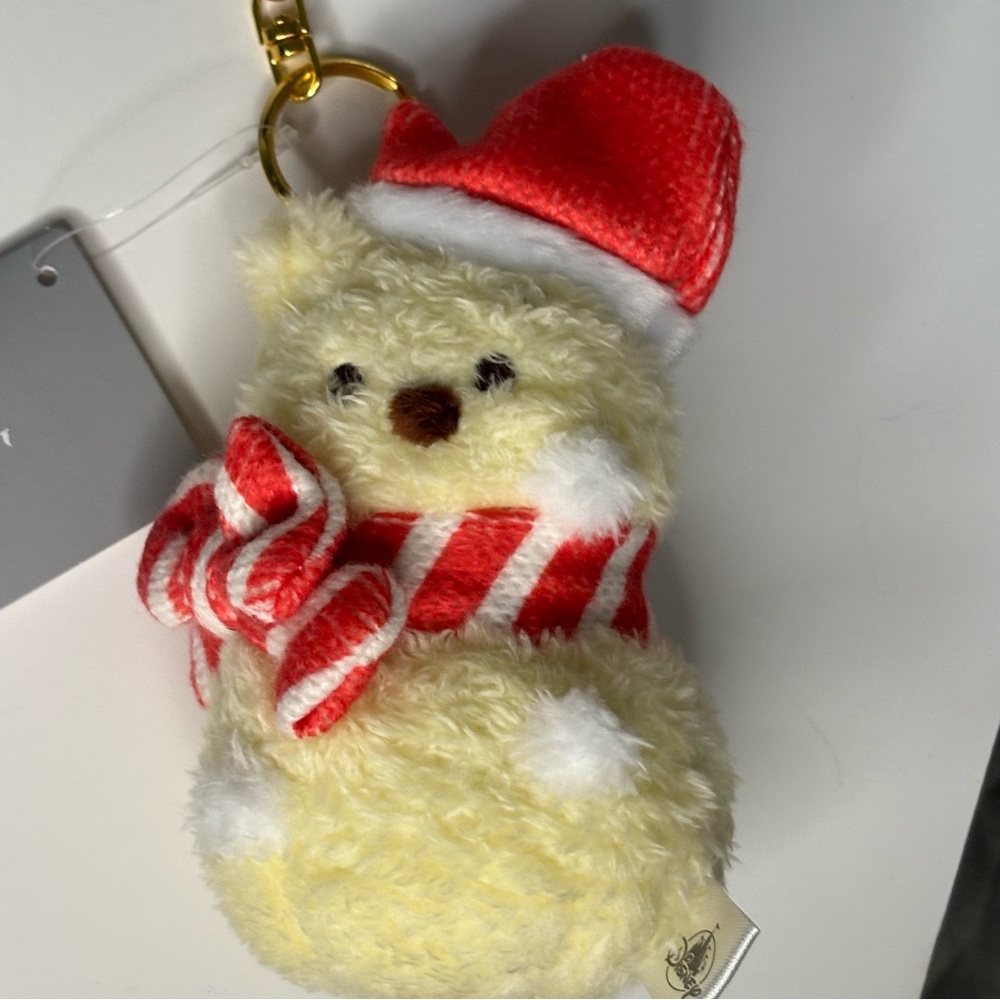Disney Store Japan Winnie The Pooh Snowman Plush Keychain Winter Christmas 2024
